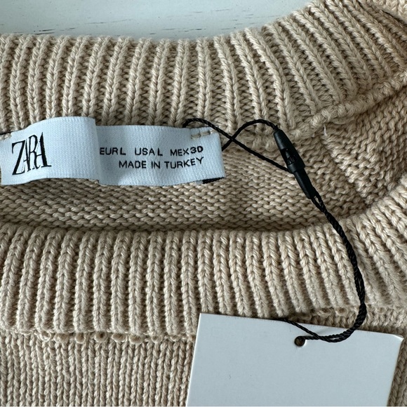 Zara NWT Basic Knit Cropped Sweater Beige - Picture 13 of 13